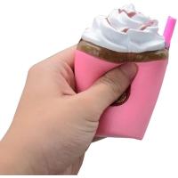 Coffee Cup Pembe Kahve Şekilli Squishy Yumuşak Anahtarlık