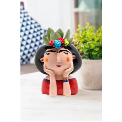 Dekoratif Frida Kahlo Mini Saksı Kaktüs Saksısı