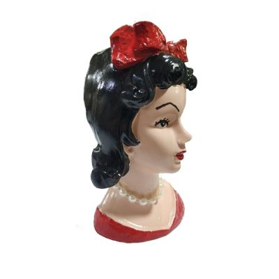 Dekoratif Kolyeli Kadın Mini Saksı Kaktüs Saksısı Siyah