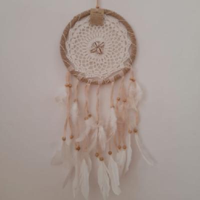 Deniz Kabuklu Krem Kuş Tüylü Rüya Düş Kapanı Dream Catcher