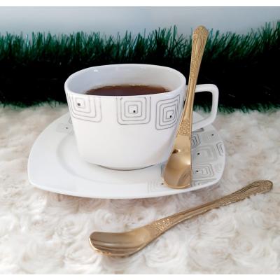 Destino Düz Parlak Altın Desenli Nescafe Kaşık Seti 6 Adet