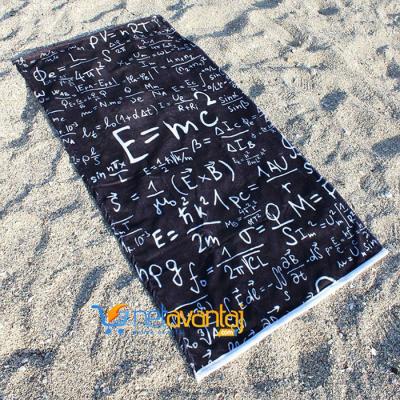 E=mc2 Tasarım Plaj Havlusu Dijital Baskılı 75x150