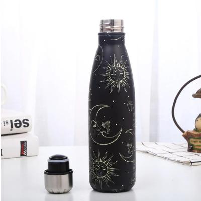 Güneş Ay Tasarımlı Siyah Çelik Termos 500 Ml