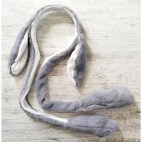 Hareketli Işıklı Oynar Tavşan Kulaklı Peluş Taç Gri