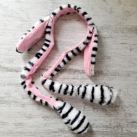 Hareketli Işıklı Tavşan Kulaklı Peluş Taç Leopar Pembe