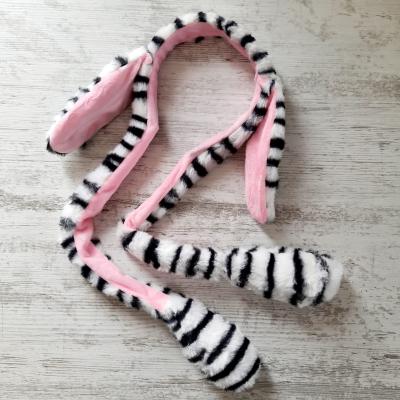 Hareketli Işıklı Tavşan Kulaklı Peluş Taç Leopar Pembe