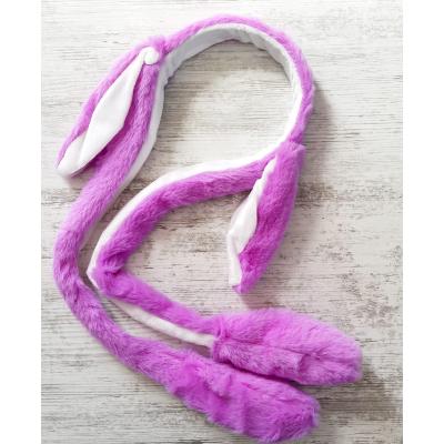 Hareketli Işıklı Tavşan Kulaklı Peluş Taç Mor