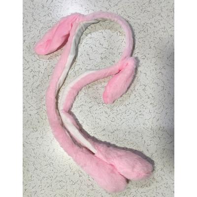 Hareketli Oynar Tavşan Kulaklı Işıklı Peluş Taç Pembe