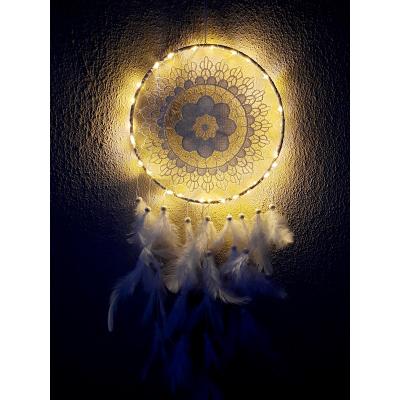 Işıklı Dantelli Rüya Düş Kapanı Beyaz Dream Catcher