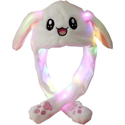 Işıklı Oynar Kulaklı Peluş Kawaii Figürlü Şapka Beyaz
