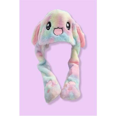 Işıklı Oynar Kulaklı Peluş Kawaii Figürlü Şapka Rainbow Rengarenk