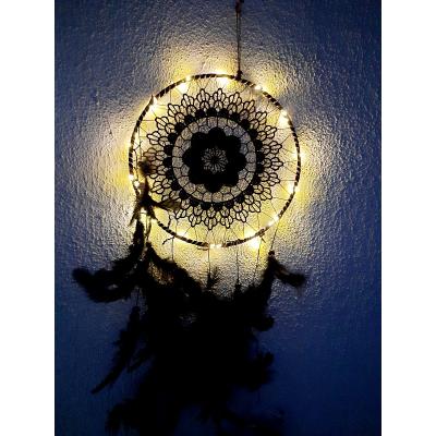 Işıklı Siyah Rüya Düş Kapanı Dream Catcher