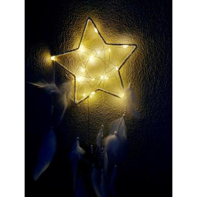 Işıklı Yıldız Rüya Düş Kapanı Beyaz Dream Catcher