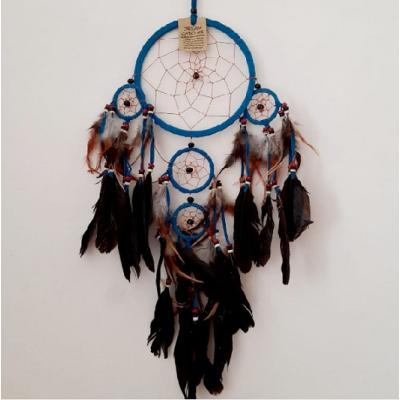 Mavi Süet Kuş Tüylü Rüya Düş Kapanı Dream Catcher