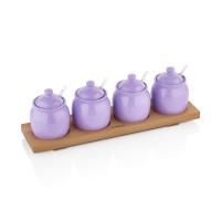 Noble Life Şeker 4lü Stantlı Porselen Baharat Takımı Baharatlık