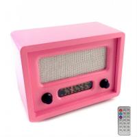 Nostaljik USB'li Kumandalı Ahşap Retro Radyo Pembe