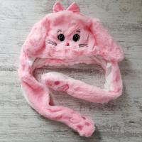 Işıklı Oynar Kulaklı Peluş Tavşan Figürlü Şapka Pembe
