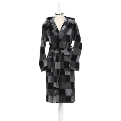 Özdilek Hawai Ekose Plaid Kadife Kapüşonlu Bornoz XXL Beden 