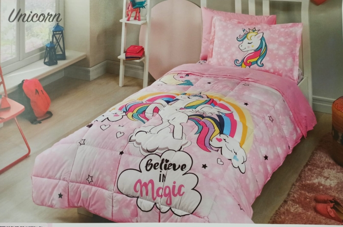 Ozdilek Pembe Unicorn Tek Kisilik Uyku Seti Netavantaj