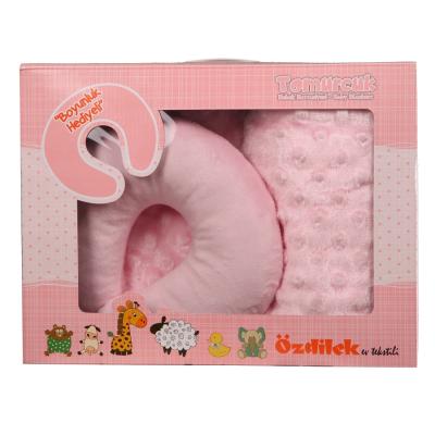 Özdilek Tomurcuk Bebek Battaniyesi Boyun Yastığı Hediyeli Pembe