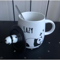 Panda Lazy Kapaklı Kaşıklı Kupa Bardak