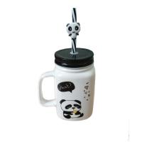 Panda Tasarım Pipetli Kavanoz Kupa Bardak