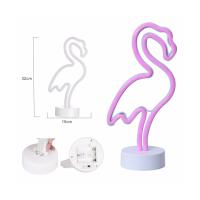 Pembe Flamingo Tasarım Neon LED Işıklı Masa Lambası