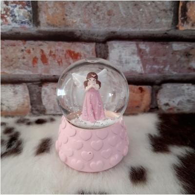 Pembe Peri Işıklı Orta Boy Kar Küresi