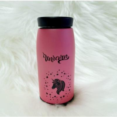 Pembe Unicorn Desenli Çelik Termos