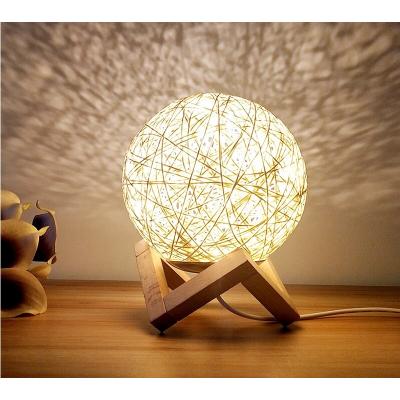 Rattan Hasır Standlı USB Moon Ay Gece Lambası