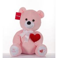 Romantik Kalpli Oturan Romantik Peluş Ayıcık 50 cm Pembe