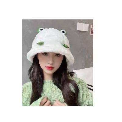 Sevimli Kurbağa Kawaii Polar Balıkçı Şapka Beyaz