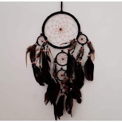 Siyah Süet Kuş Tüylü Rüya Düş Kapanı Dream Catcher