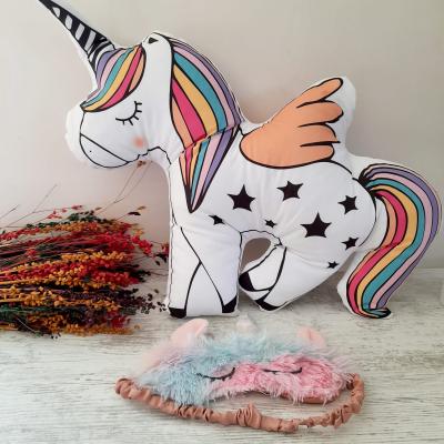 Unicorn 3D Tasarım Yastık ve Göz Bandı Seti