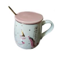 Unicorn Beauty Kaşıklı Kapaklı Tasarım Kupa Bardak