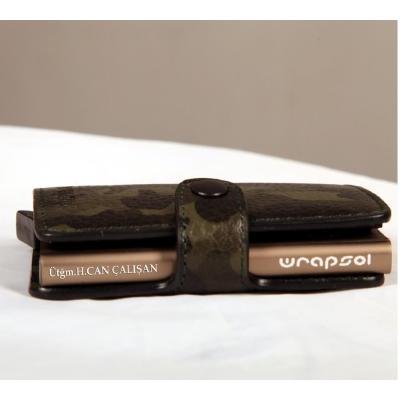 Wrapsol Tekli Mekanizmalı Akıllı Cüzdan Kamuflaj Yeşil