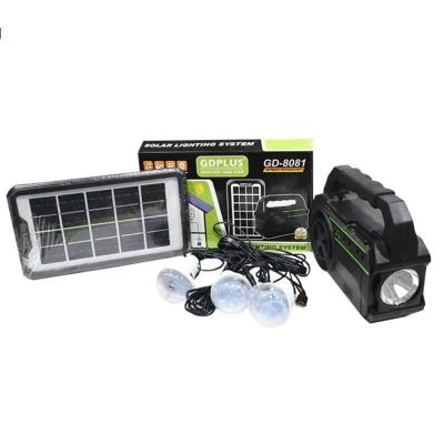 Gdplus Gd-8081 Solar Kamp Lambası Seti Işık İstasyonu Radyo/mp3 Çalar/fener 4500mah, 3 Led Ampul