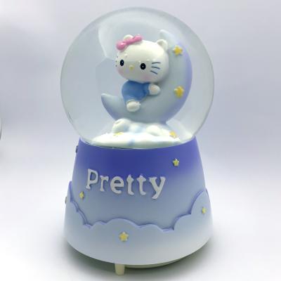 Hello Kitty Pretty Mor Işıklı Müzikli Otomatik Kar Püskürtmeli Büyük Boy Kar Küresi