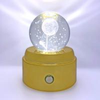 Işıklı Müzikli Dönen 3D Kristal Cam Küre Astronot ve Ay Model