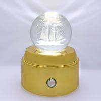 Işıklı Müzikli Dönen 3D Kristal Cam Küre Gemi Model