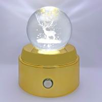 Işıklı Müzikli Dönen 3D Kristal Cam Küre Geyik Model