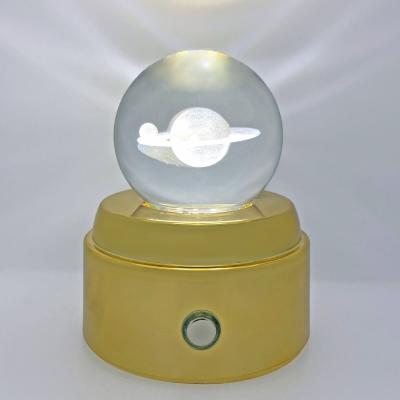 Işıklı Müzikli Dönen 3D Kristal Cam Küre Gezegen Model