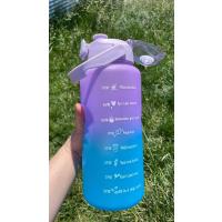 Motivasyon Su Matarası Su Şişesi Suluk 2 Litre Spor Salonu Şişesi Mor Büyük Boy - Sticker Hediyeli