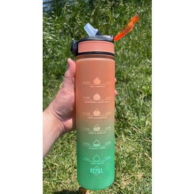 Motivasyon Su Matarası Su Şişesi Suluk 1 Litre Spor Salonu Şişesi Turuncu - Sticker Hediyeli