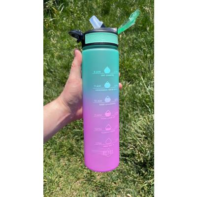 Motivasyon Su Matarası Su Şişesi Suluk 1 Litre Spor Salonu Şişesi Yeşil - Sticker Hediyeli