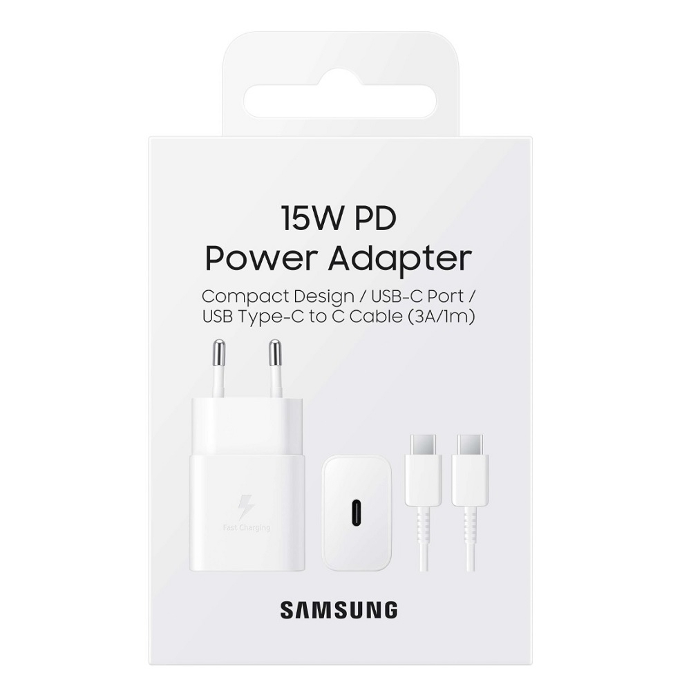Samsung EP-T1510X 15W Hızlı Şarj Adaptörü Type-C Kablo Seti Beyaz ...