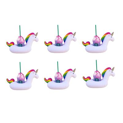 Unicorn Şişme Havuz Deniz Bardak Tutucu Float Bar 6 Adet