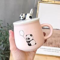 3D Tasarım Sevimli Panda Kaşıklı Kupa Mug 