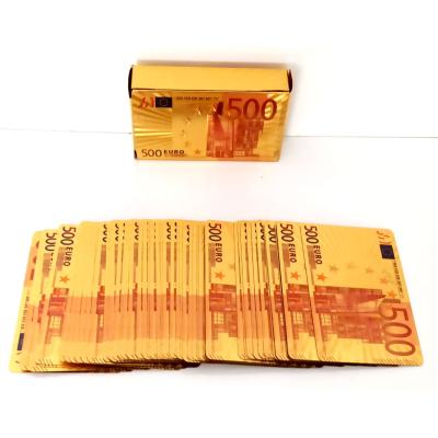 500 Euro Şeklinde Gold İskambil Kağıdı Seti, Pişti ve 51 Oyun Kağıdı