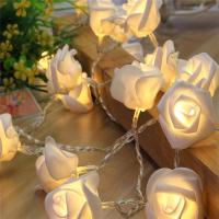 Beyaz Gül Sıralı Dize Led Işık Dekoratif Lamba Aydınlatma